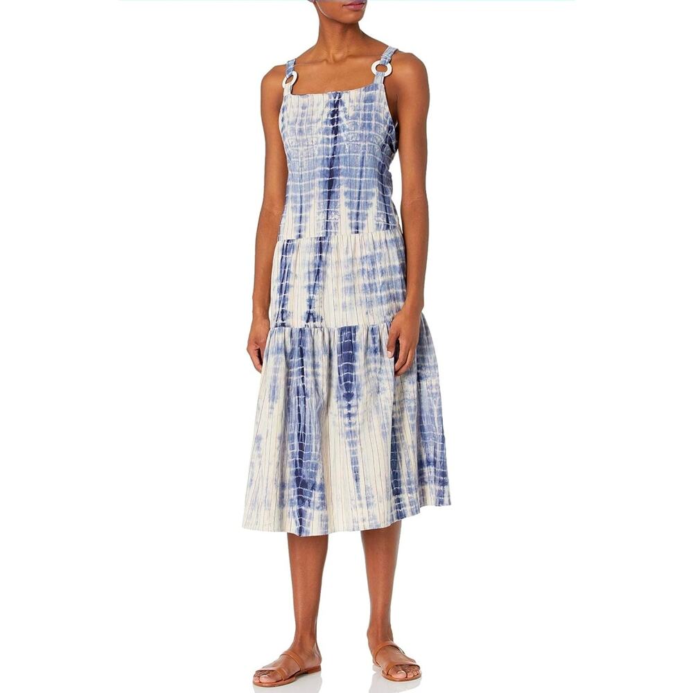 Angie Dress Midi Tie Dye Bow Tie Back Tank Top Tiered Boho Summer Ring Coastal - Picture 7 of 7